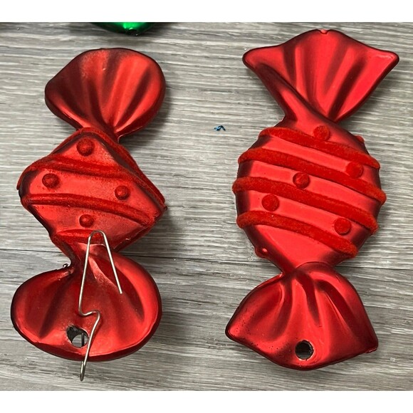 Christmas Ornaments Old Fashion Wrapped Candy Multicolor Flock Tree Decor Set 14 - Picture 3 of 8